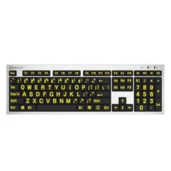 Logickeyboard Large Print Yellow On Black Slim Line PC Keyboard Accurate Typing Large Printed Keyboard(Logickeyboard Large Print Yellow On Black Slim Line Pc Keyboard Accurate Typing Large Printed Keyboard)