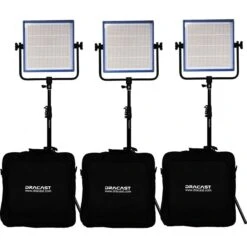 Dracast DRLK3X1000BK LED1000 Pro Series Bi-Color 3 Light Kit With V-Mount Battery Plates And Light Stands(Dracast Drlk3x1000bk Led1000 Pro Series Bi Color 3 Light Kit With V Mount Battery Plates And Light Stands)