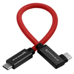 Kondor Blue USB C To USB C High Speed Cable For Samsung T5 T7 SSD, Right Angle, Cardinal Red(Kondor Blue Usb C To Usb C High Speed Cable For Samsung T5 T7 Ssd Right Angle Cardinal Red)