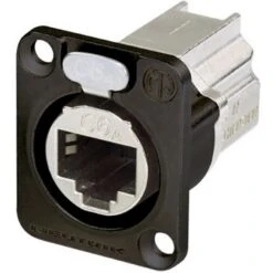 Neutrik NE8FDX-P6-B D-Shape CAT6A EtherCON Panel Connector, Shielded / Feedthrough, Black Housing(Neutrik Ne8fdx P6 B D Shape Cat6a Ethercon Panel Connector Shielded Feedthrough Black Housing)