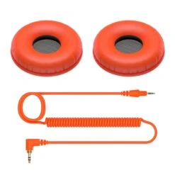 Pioneer DJ HC-CP08-M CUE1 Series Ear Pads And Coiled Cord, Orange(Pioneer Dj Hc Cp08 M Cue1 Series Ear Pads And Coiled Cord Orange)