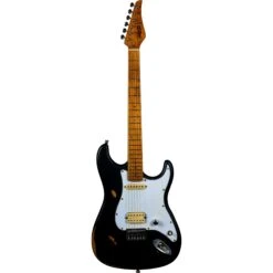 JET Guitars JS-800 Relic BK HS Basswood Electric Guitar With Flamed Top, Roasted Maple Fretboard And Neck(Jet Guitars Js 800 Relic Bk Hs Basswood Electric Guitar With Flamed Top Roasted Maple Fretboard And Neck)